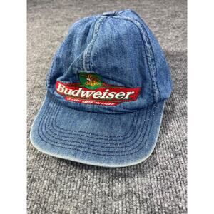 RARE! Vintage Budweiser Denim Hat Strapback - Hard To Find - Made In USA